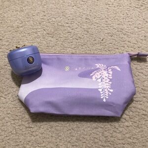 Tatcha Purple Cosmetic Bag and EMPTY  jar